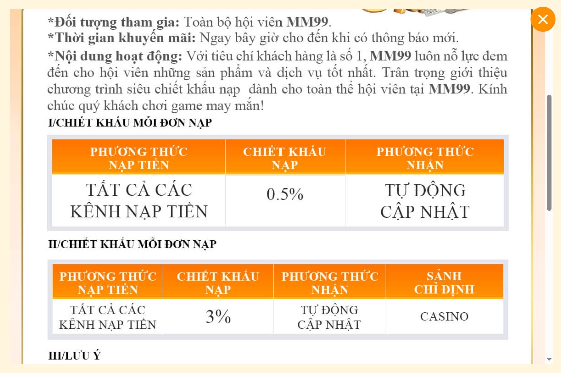 khuyến mãi khi đăng ký mm99